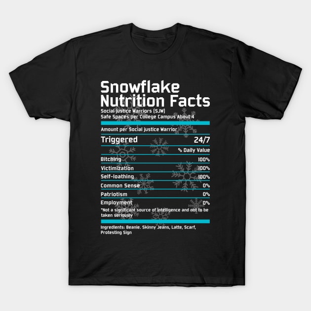 Snowflake Nutrition Facts T-Shirt by rebuffquagga